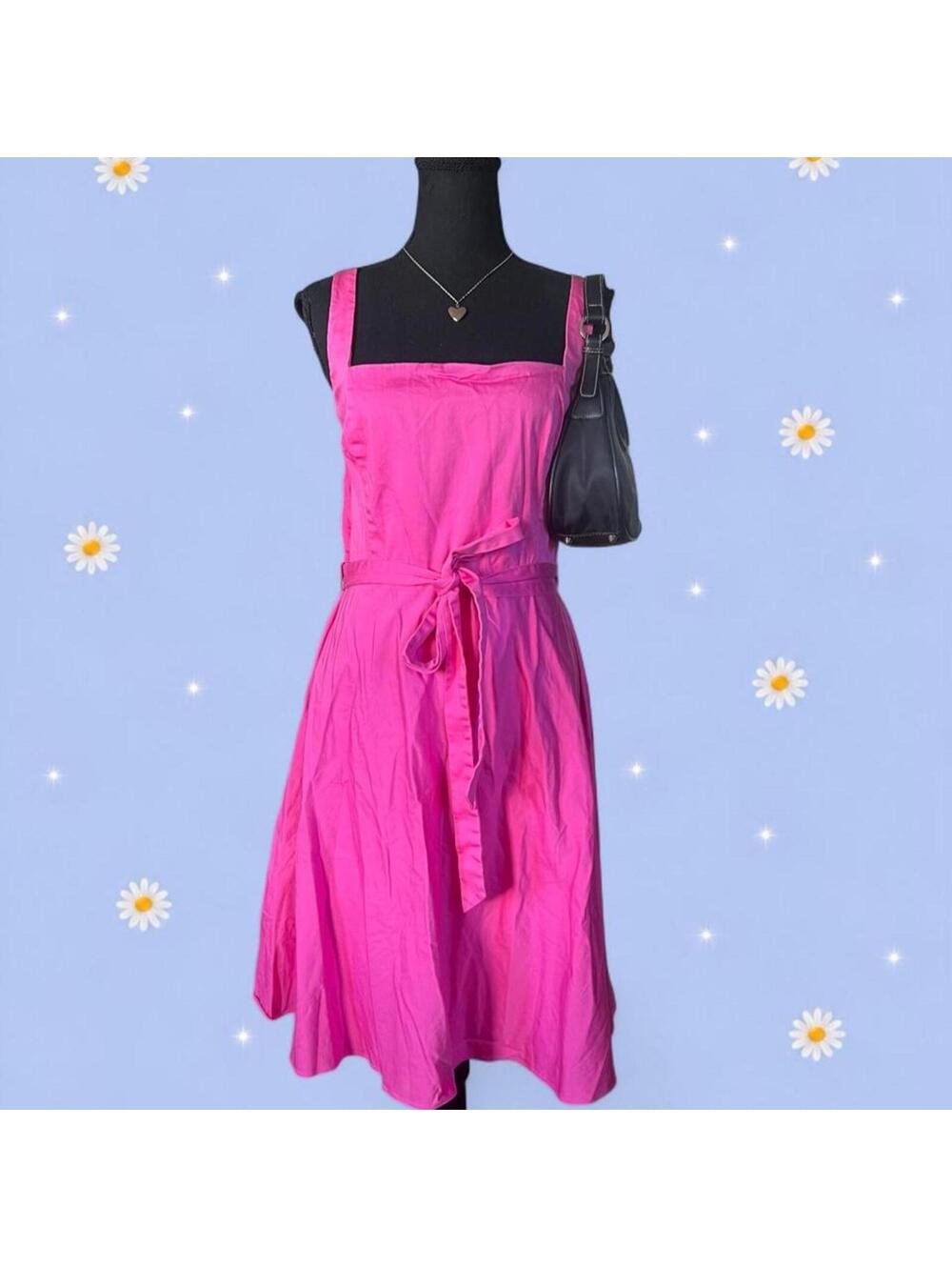 Vintage Y2K Chaps Barbiecore hot pink coquette cottagecore midi dress size 16 💖